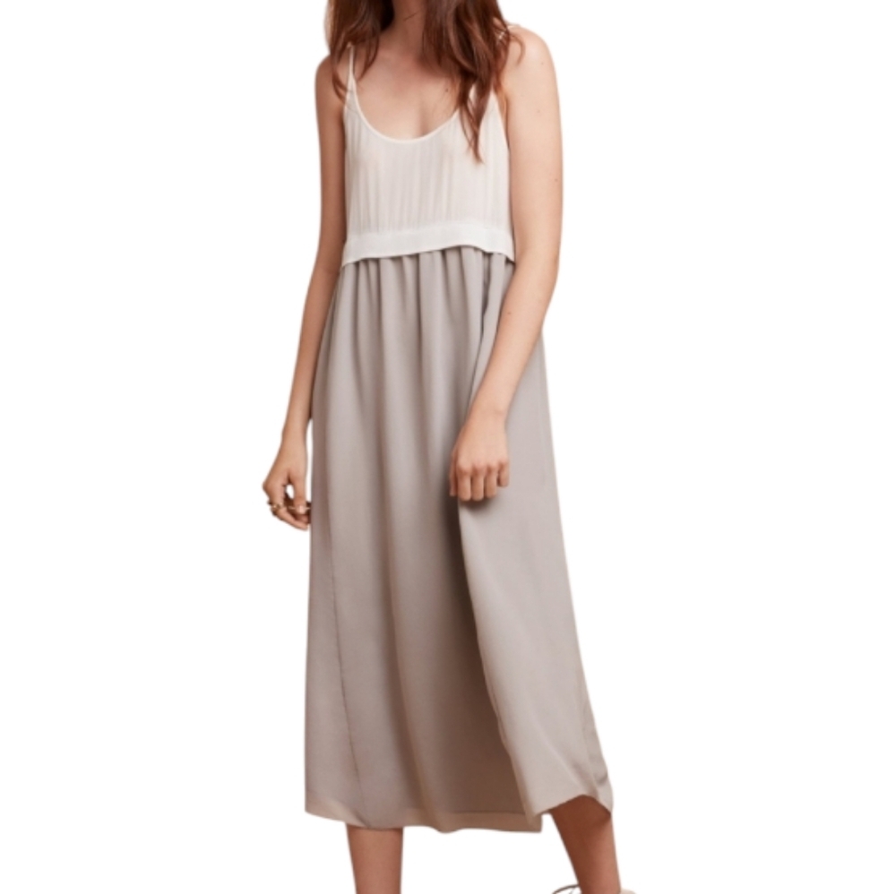Wilfred Cream and Gray Midi Dress